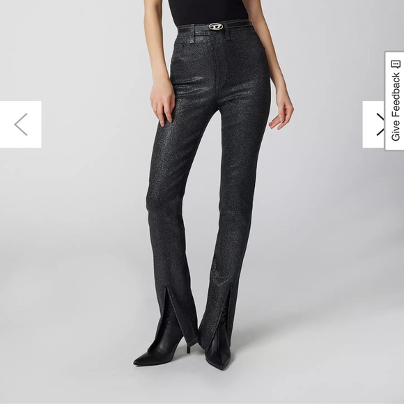 pistola Denim - Pistola Colleen High-Waisted Slim Flare Jean Stargaze Black Glitter NEW With Tag
